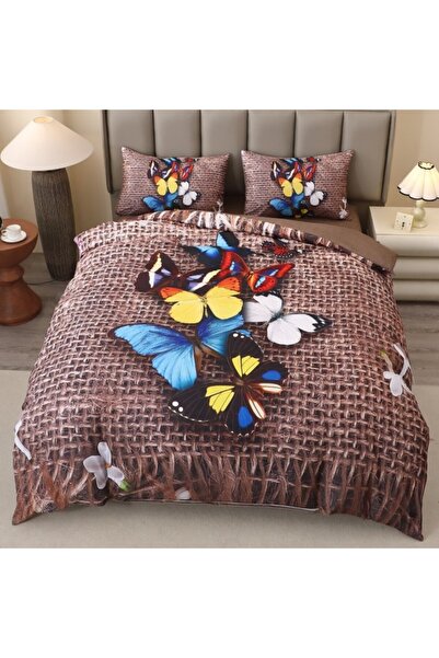 CumparaMisim Double bed linen, FINET, 5D Digital Print with Butterflies - Identical to the picture, With ELASTIC, 4 pieces