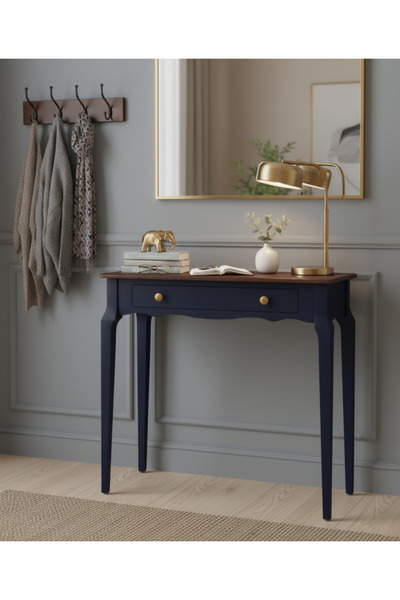 Wooding Mobilya 90 Cm Masif Konik Lacivert Ceviz Dresuar