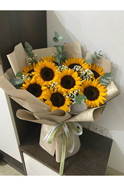 Diana Accessory Yapay Lüx Ayçiçeği Demeti Buket Aranjmanlı Ay Çiçeği Buketi B...
