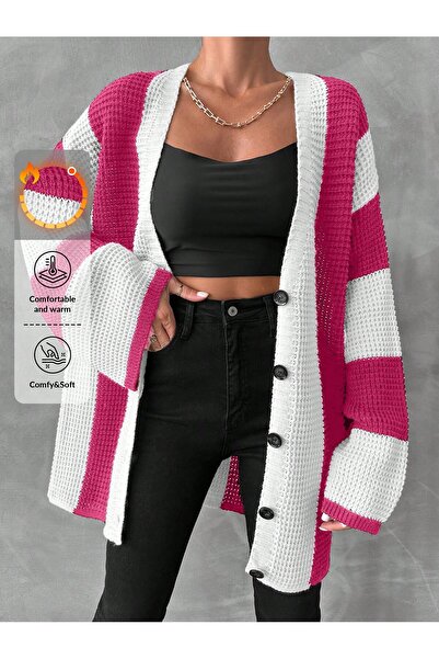 MARLİNG Knitwear Striped Oversize Cardigan