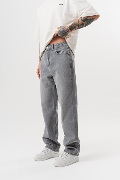 Respire Men's Washed Baggy Pants Light Gray