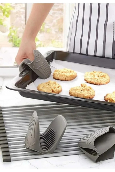 Gereklibunlar 2li Silikon Fırın eldiveni yanmaz Tencere tava tepsi Vak Vak tu...