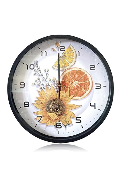 OEM Decorative wall clock, Living room wall clock, kitchen, Silent, Orange model, Black, 30x30x4