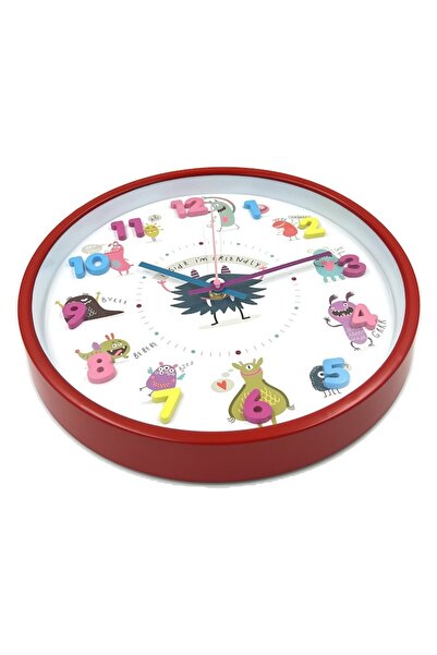 OEM Children's wall clock, Silent, Modern design, ideal for Children's Room, Red with characters, 30 cm x 4.4