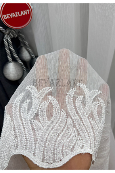 BEYAZLANT LAVLİNEVEYS GÜPÜRLÜ ETEK BAMBU MODERN 1/3 SIK PİLELİ TÜL PERDE |ÜTÜ İSTEMEZ En Çok Satılan