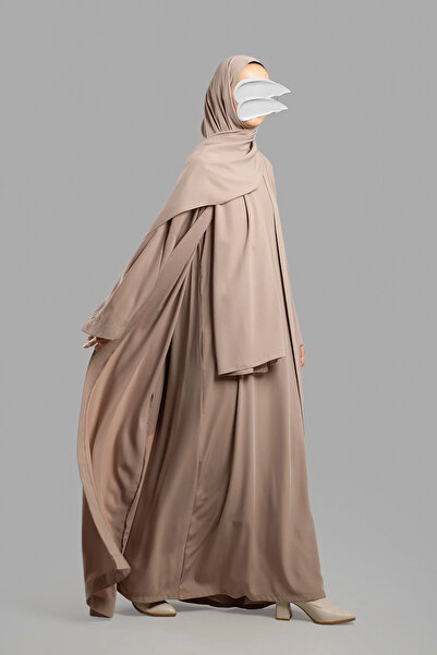 Lemaye Medina Silk Abaya Set - Stone