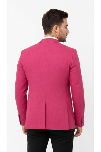 Plus Scorpion Fuchsia Men's Slim Fit Single Button Blazer Jacket – Lined, Stylish and Modern Fit