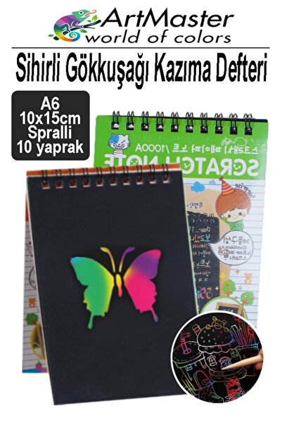 Artmaster Caiet de răzuit Curcubeu Magic A6 10x15 cm 1 Pachet 10 Foi Caiet de...