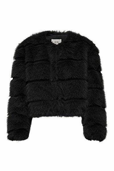 ONLY Women's Black Jdyofelia Faux Fur Jacket Otw Sie Jacket 15359349-Black