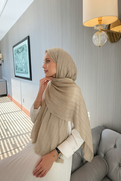 VIEN POLO Piliseli Bambu Şal – Nefes Alan, Yumuşak Dokulu ve Zarif Görünüm