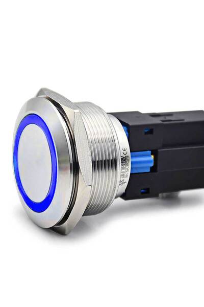 ElectroAZ Buton de acționare 30mm cu LED albastru de revenire 24V