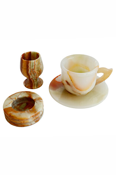 taru pasaj Onyx Natural Stone Cup, Goblet and Ashtray Set – Handmade and Stylish