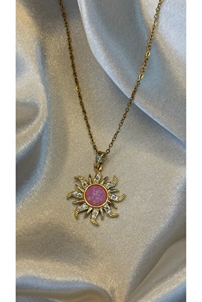 BUSİELLE JEWELRY قلادة على شكل شمس وردية