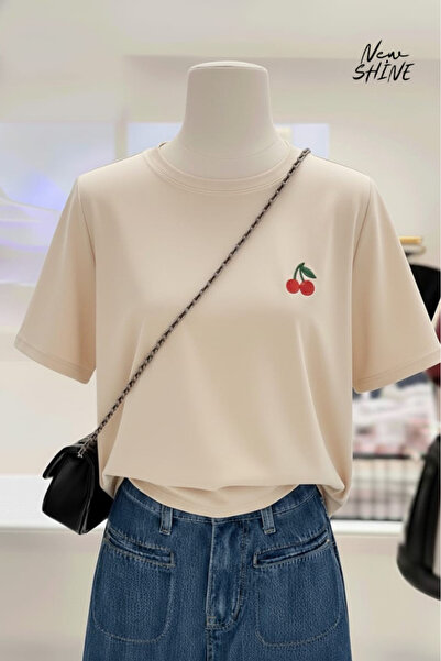 New Shine تي شيرت كبير الحجم بطبعة الكرز