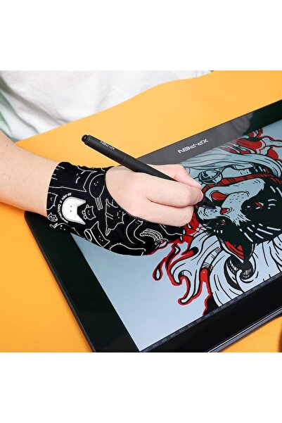 XP-Pen Artist SE Anti-Friction Two-Finger Glove, Cat Print (Ambidextrous)