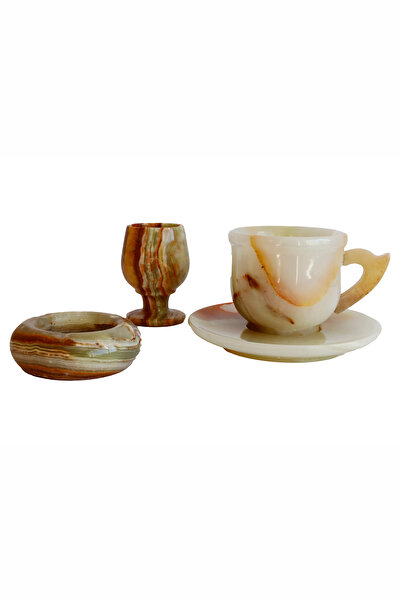 taru pasaj Onyx Natural Stone Cup, Goblet and Ashtray Set – Handmade and Stylish