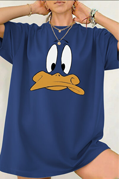 New Shine تي شيرت البط مطبوع قصة فضفاضة