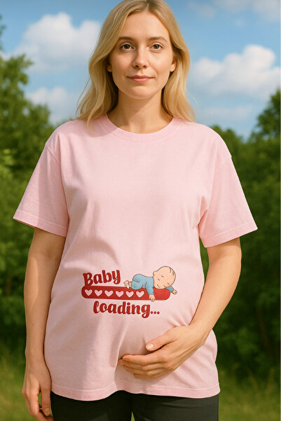 New Shine تي شيرت بيبي لوودينغ مطبوع قصة فضفاضة للحوامل