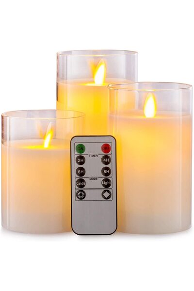 OEM Set 3 lumânări LED cu telecomandă, fildeș