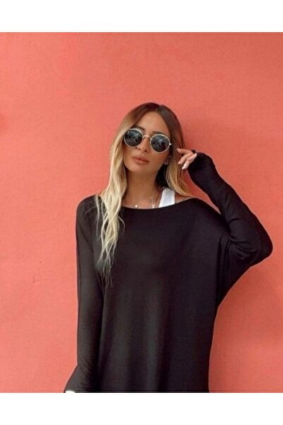 Giyimodam Women's Long Sleeve One Shoulder Open Strawberry Blouse and Viscose Undershirt Two Piece Set