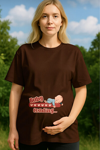 New Shine تي شيرت بيبي لوودينغ مطبوع قصة فضفاضة للحوامل