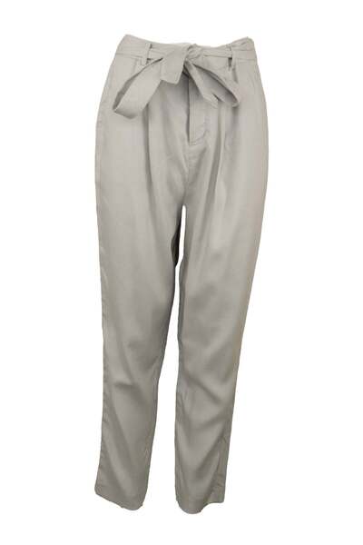 Vero Moda Karen Slim Light Grey Trousers - L, Grey, 75.6% regenerated cellulose fibre | 24.4% linen