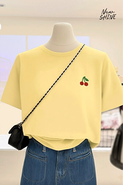 New Shine تي شيرت كبير الحجم بطبعة الكرز