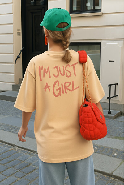 New Shine تي شيرت أنا مجرد فتاة مطبوع قصة فضفاضة