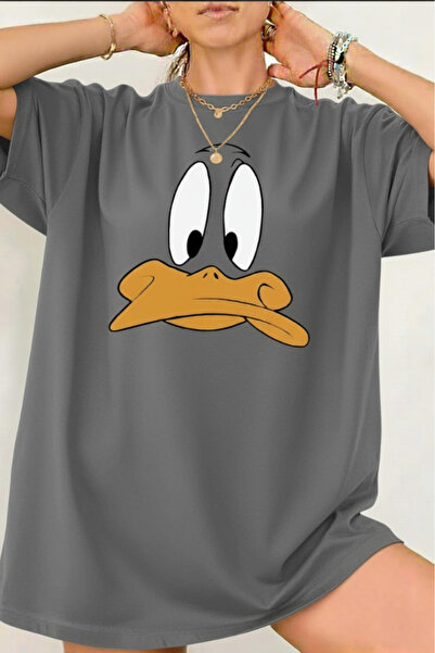 New Shine تي شيرت البط مطبوع قصة فضفاضة