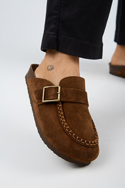 Manijero Premium Series Arya Taba Genuine Leather Soft Footbed Closed Front Slippers