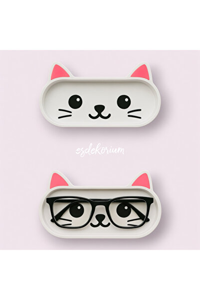 esdekorium Kedi Figürlü Gözlük Standı – Şık Masa Üstü Organizer / Gözlük Kutusu