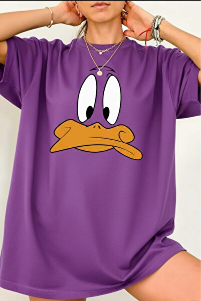 New Shine تي شيرت البط مطبوع قصة فضفاضة