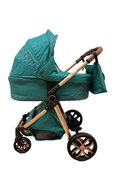 L-Sun 3 in 1 stroller, 3 pieces: carrycot, sport seat and car seat, T6 - green