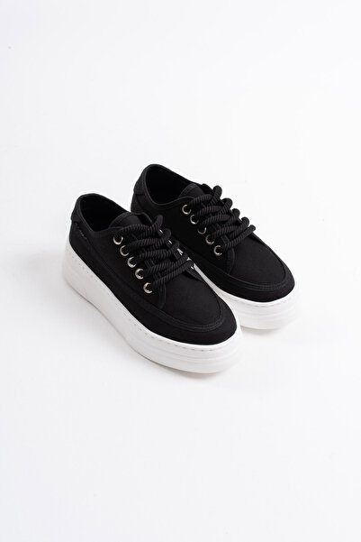 Zerenyus Gloex Premium Women's Black and White Linen Sneakers