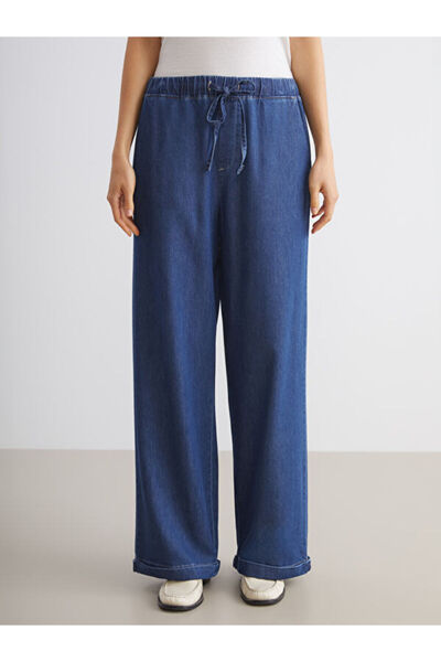 LC Waikiki Wideleg Women's Jeans Pants with Elastic Waist