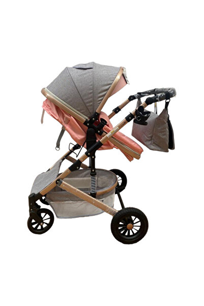 L-Sun 3 in 1 Stroller, reversible, with suspensions, reversible, compact, T2 New, pink with gray