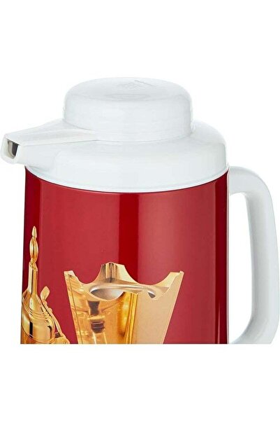Peacock 1.9L Stainless Steel Vacuum Flask – Arabic Coffee Design (Red/Gold)