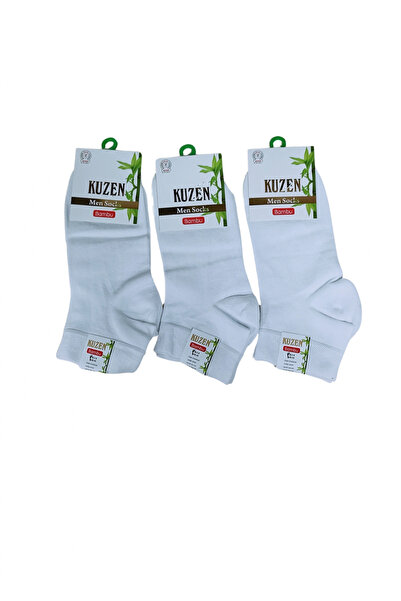 Generic Brand Kuzen Stitch-Free Half-Conch White Bamboo Men's Socks 12 Pieces