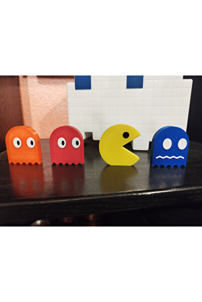 MYA 3D TASARIM ATÖLYESİ 3D Pacman 4'lü Oyun Figür Hediyelik Eğlenceli Oyuncak