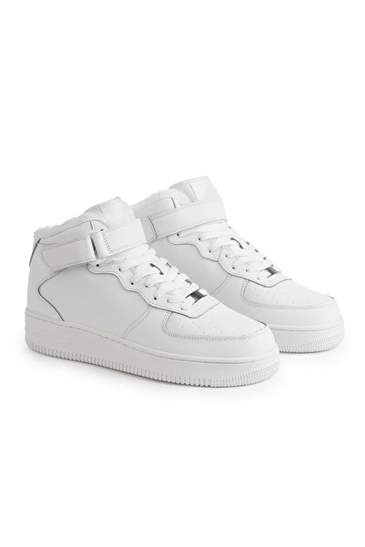 MODINI Men's fur-lined leather boots, white color