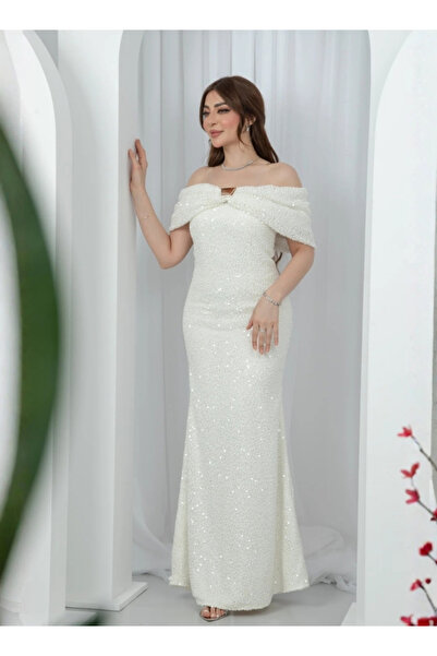 TREN Evening dresses, elegant gowns with regal designs | White embroidered sleeveless occasion dresses
