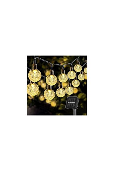Aca Set of 2 Solar Christmas Light Garlands, 30 LEDs, 5 Meters, Waterdrop Crystal Bulbs, Warm White