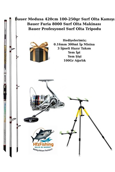 BAUER (Tam Takım) Furia 8000 - Medusa 420cm Surf Olta Takımı