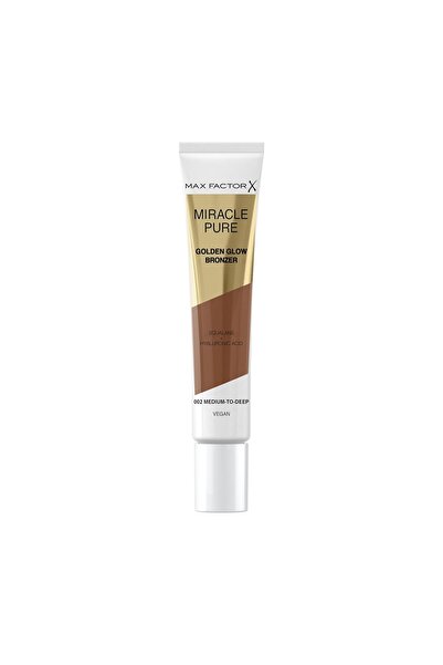 Max Factor Miracle Pure Golden Glow Bronzer, creamy shimmer, vegan, 15 ml, 002 Medium to Deep