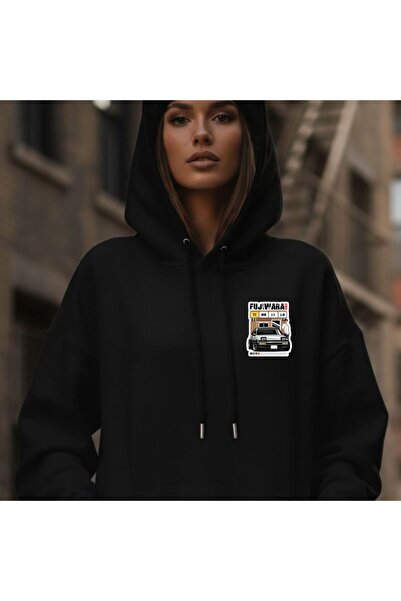 Etoile Studio Fuji Wara Printed Unisex 3 Thread Fleece O Oversized Autumn/Winter K Hooded Kangaroo Pocket Sweatshirt