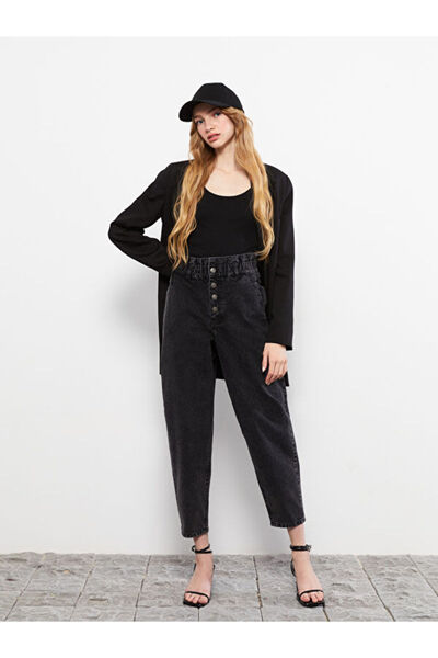 LC Waikiki High Waist Slouchy Straight Pocket Detailed Women's Rodeo Jean Trousers