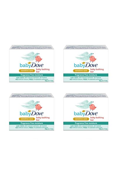 Dove Baby Bath Soap 4-Pack Fragrance-Free Moisturizing Sensitive Care 90g