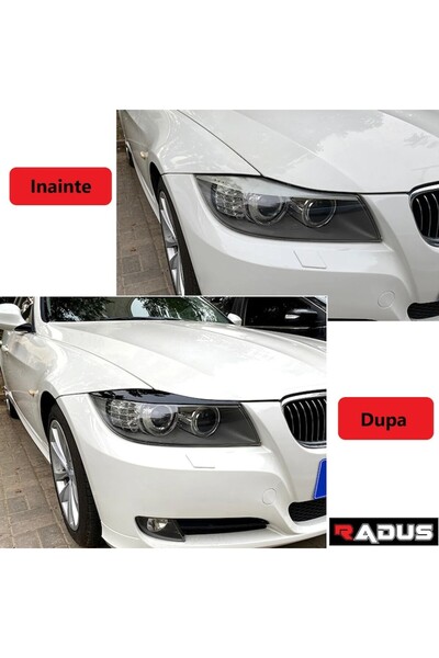 RADUS Headlight covers for BMW 3 Series E90 E91, glossy black, 100% new, piano black, set of 2 pieces