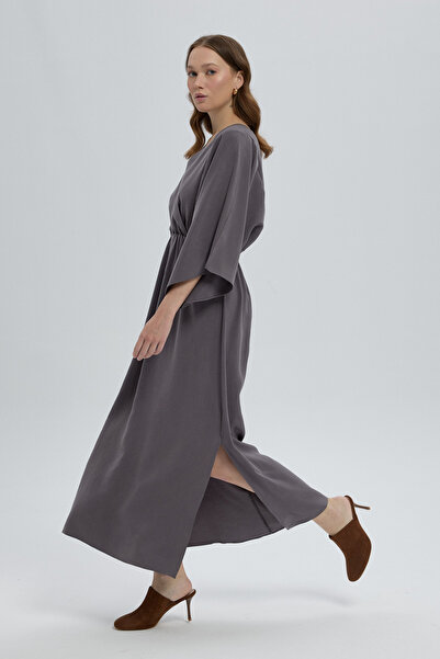 LADYA COLLECTION Rochie gri Luna cu două rânduri de nasturi