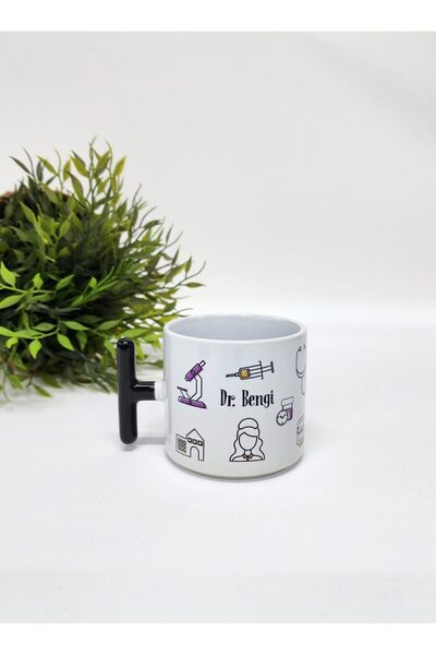 happy mountains İsme Özel Kişiye Özel Doktorlar İçin Doktor Temalı Porselen T Kupa Bardak Latte Fincanı